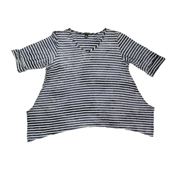 New Directions Woman Tie Dye 3/4 Sleeves Asymmetrical Tunic Plus Size 3X V-Neck - Picture 5 of 15